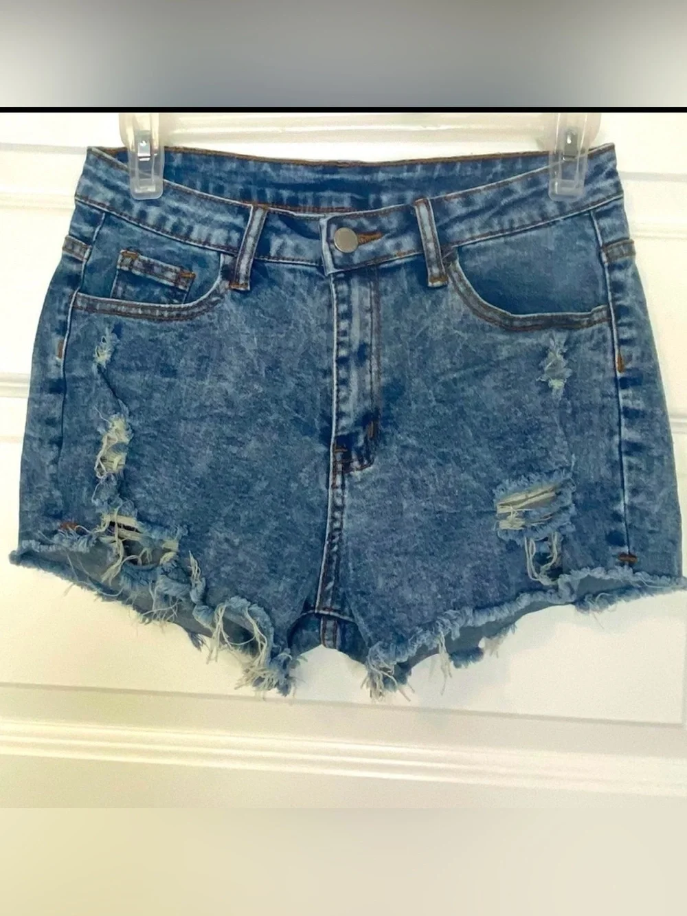 NEW Destroyed Distressed Acid Washed Denim Jean Shorts Size 16